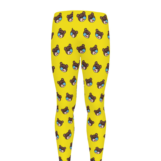 Sleeping Bear Emoji Pattern Print Men's leggings