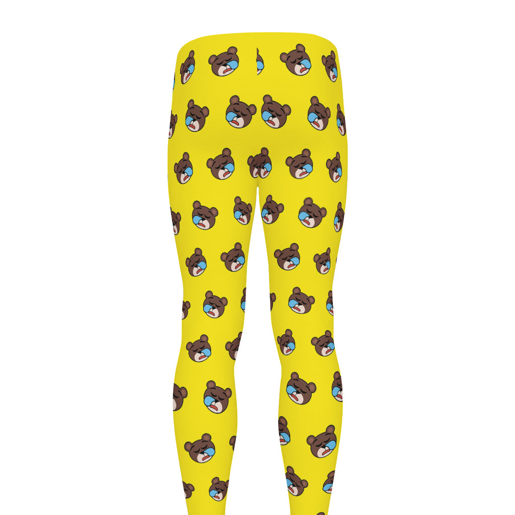 Sleeping Bear Emoji Pattern Print Men's leggings