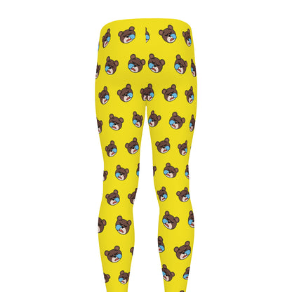 Sleeping Bear Emoji Pattern Print Men's leggings