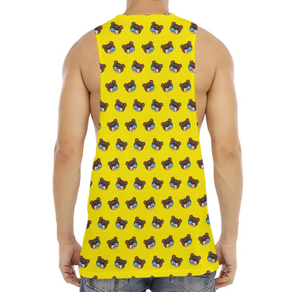 Sleeping Bear Emoji Pattern Print Men's Muscle Tank Top
