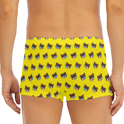 Sleeping Bear Emoji Pattern Print Men's Short Boxer Briefs