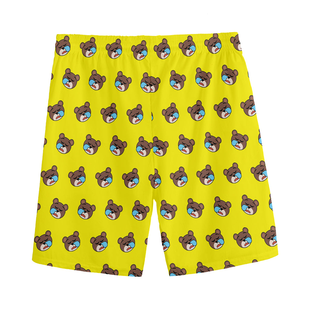 Sleeping Bear Emoji Pattern Print Men's Sports Shorts