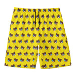 Sleeping Bear Emoji Pattern Print Men's Swim Trunks