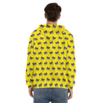 Sleeping Bear Emoji Pattern Print Men's Velvet Pullover Hoodie