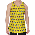 Sleeping Bear Emoji Pattern Print Men's Velvet Tank Top