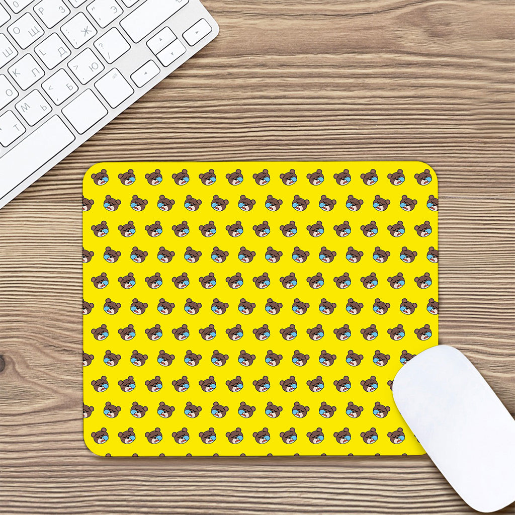Sleeping Bear Emoji Pattern Print Mouse Pad