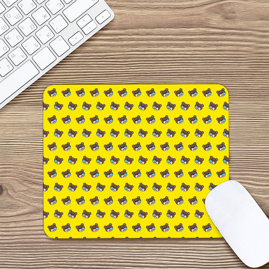 Sleeping Bear Emoji Pattern Print Mouse Pad