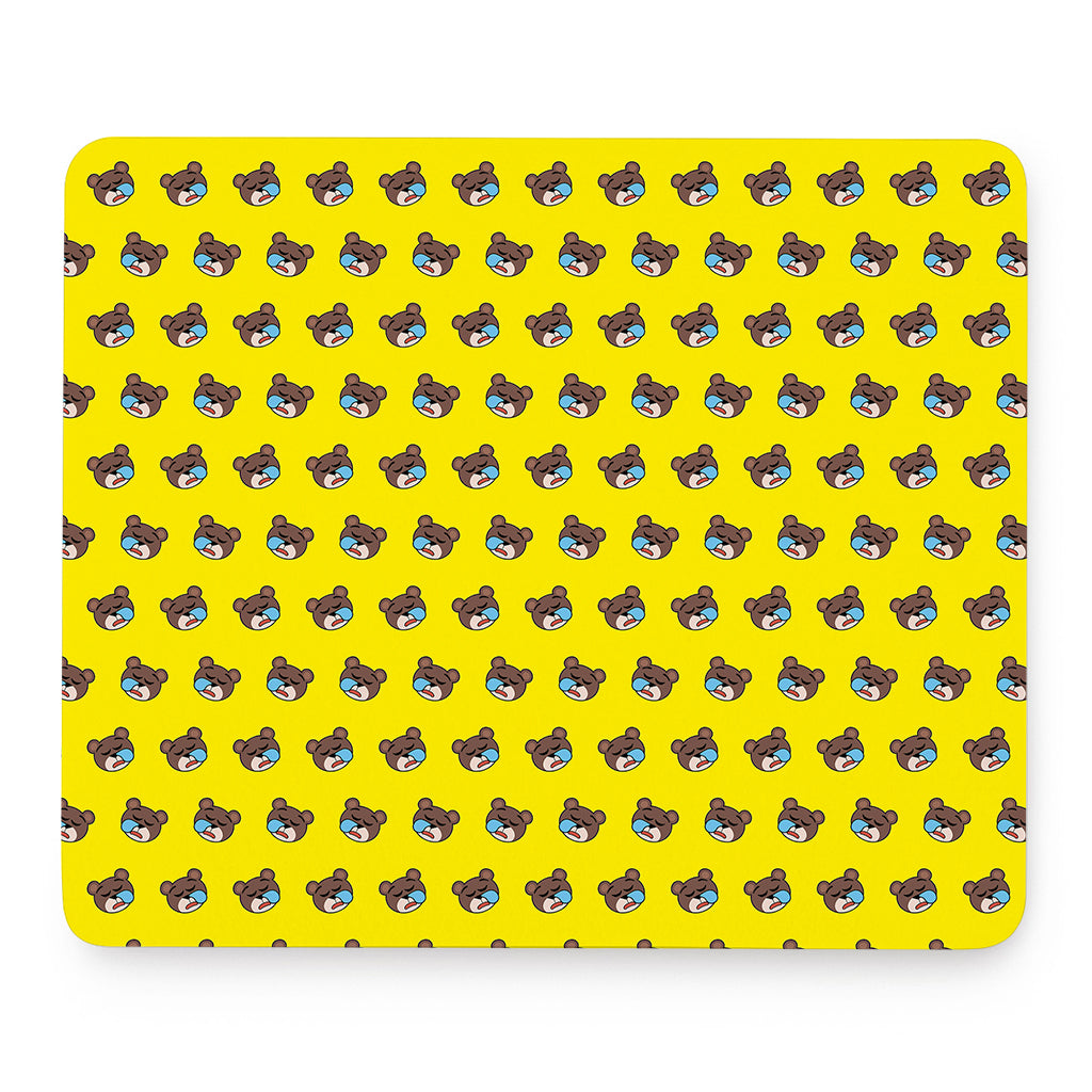 Sleeping Bear Emoji Pattern Print Mouse Pad