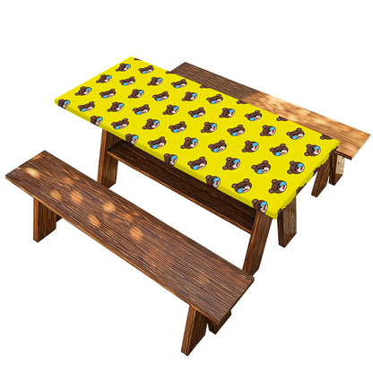 Sleeping Bear Emoji Pattern Print Picnic Table Cover