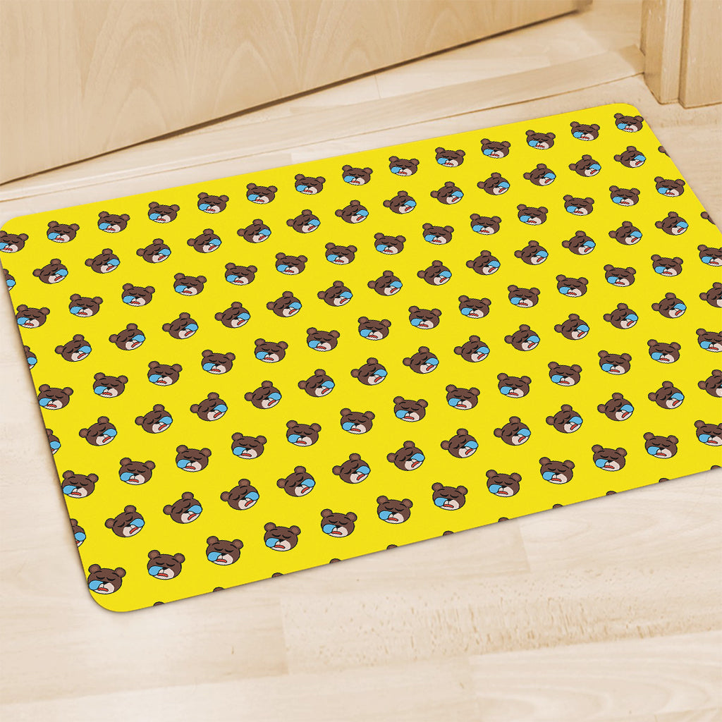 Sleeping Bear Emoji Pattern Print Polyester Doormat