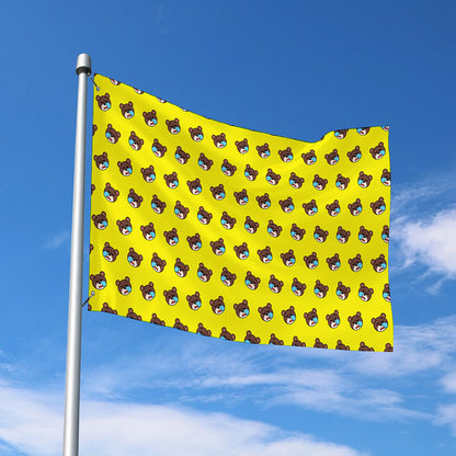 Sleeping Bear Emoji Pattern Print Polyester Flag
