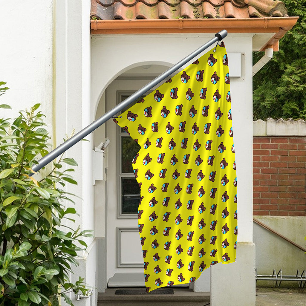 Sleeping Bear Emoji Pattern Print Polyester Flag