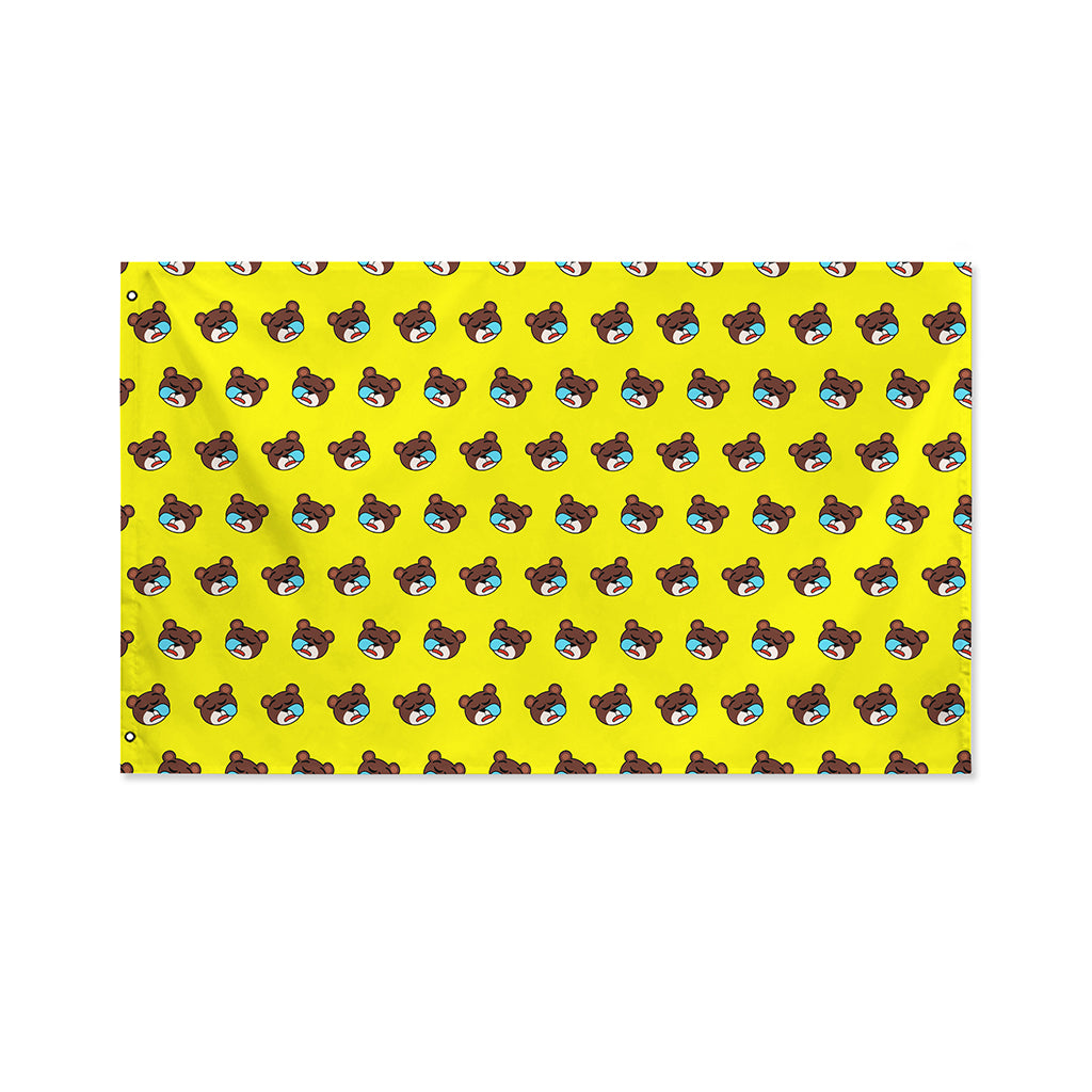 Sleeping Bear Emoji Pattern Print Polyester Flag