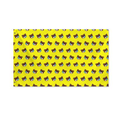 Sleeping Bear Emoji Pattern Print Polyester Flag