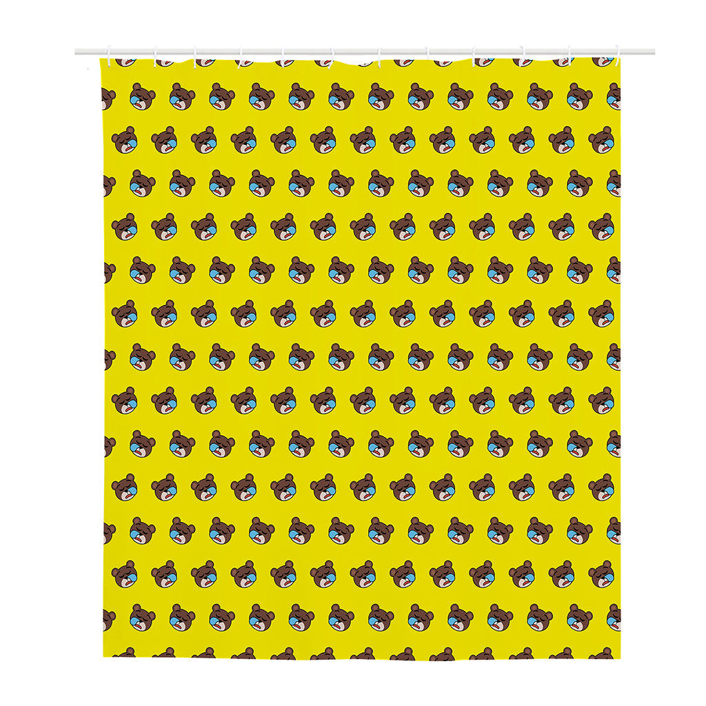 Sleeping Bear Emoji Pattern Print Polyester Shower Curtain