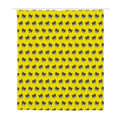 Sleeping Bear Emoji Pattern Print Polyester Shower Curtain