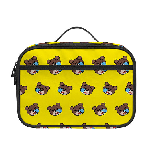 Sleeping Bear Emoji Pattern Print Portable Lunch Bag