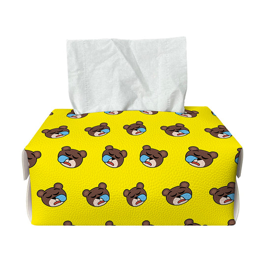 Sleeping Bear Emoji Pattern Print Rectangle Tissue Box Cover