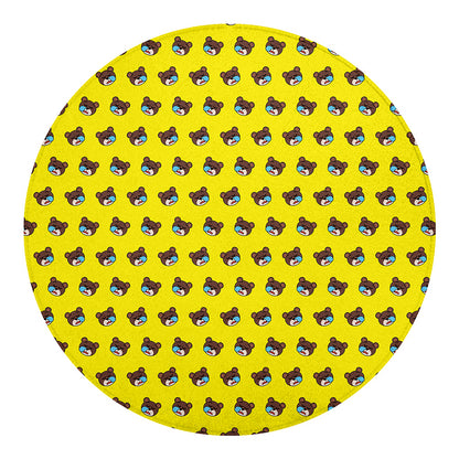 Sleeping Bear Emoji Pattern Print Round Blanket