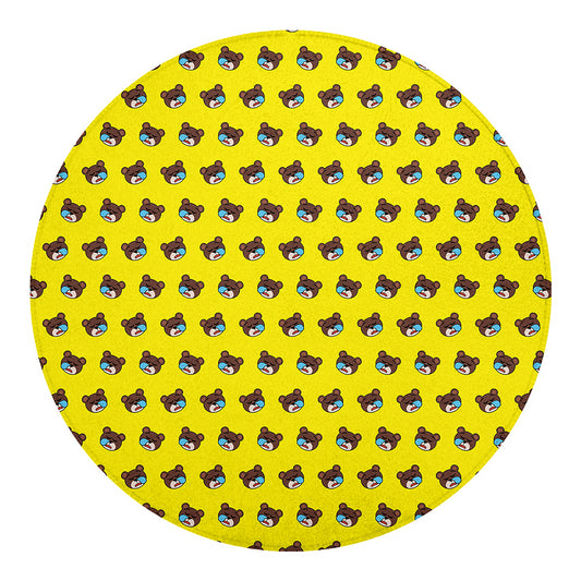 Sleeping Bear Emoji Pattern Print Round Blanket