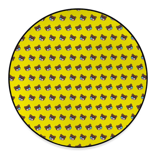 Sleeping Bear Emoji Pattern Print Round Floor Mat