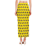 Sleeping Bear Emoji Pattern Print Side Slit Maxi Skirt