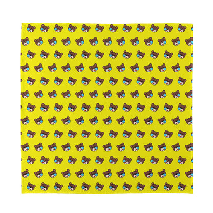 Sleeping Bear Emoji Pattern Print Silk Bandana