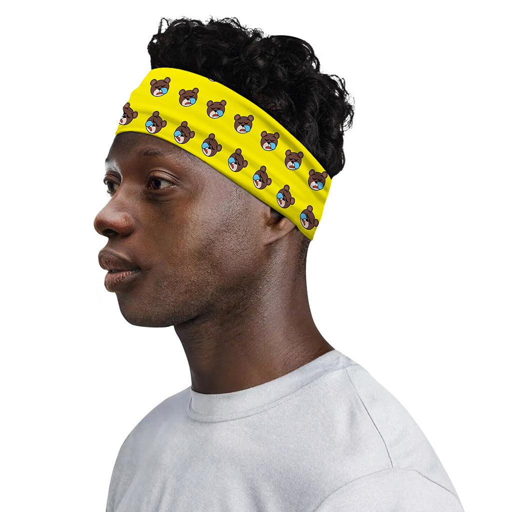 Sleeping Bear Emoji Pattern Print Sports Headband