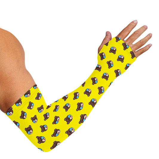 Sleeping Bear Emoji Pattern Print Sun Protection Arm Sleeves