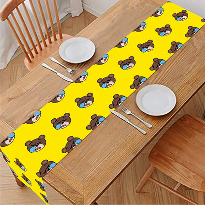 Sleeping Bear Emoji Pattern Print Table Runner