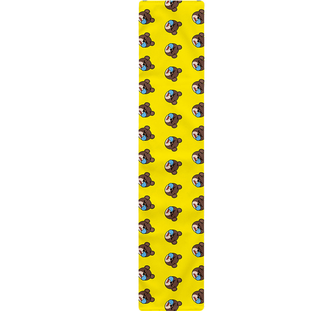 Sleeping Bear Emoji Pattern Print Table Runner