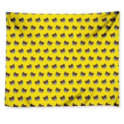 Sleeping Bear Emoji Pattern Print Tapestry