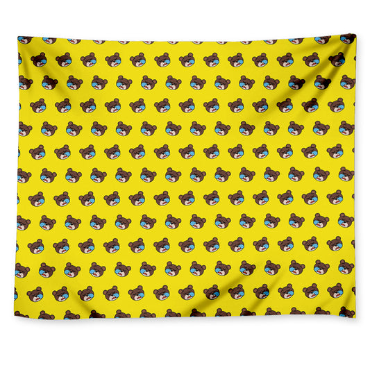 Sleeping Bear Emoji Pattern Print Tapestry