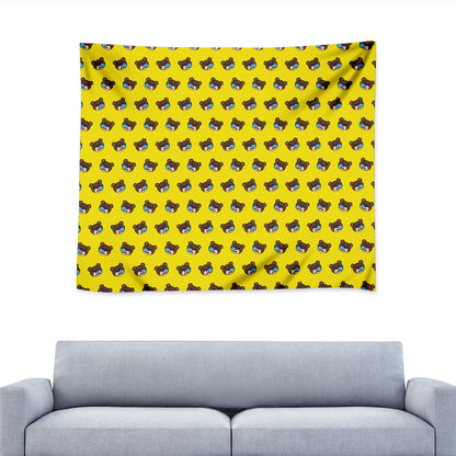 Sleeping Bear Emoji Pattern Print Tapestry
