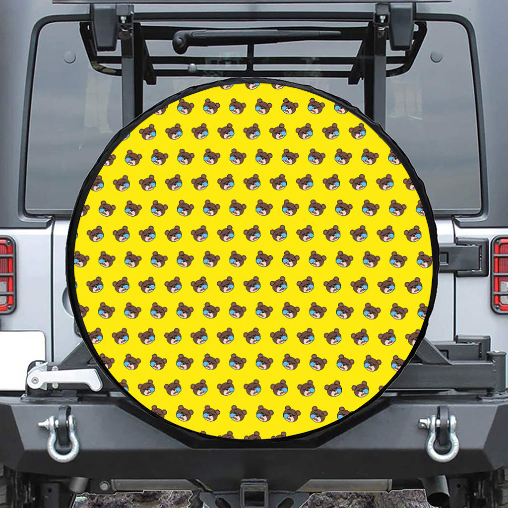 Sleeping Bear Emoji Pattern Print Tire Cover