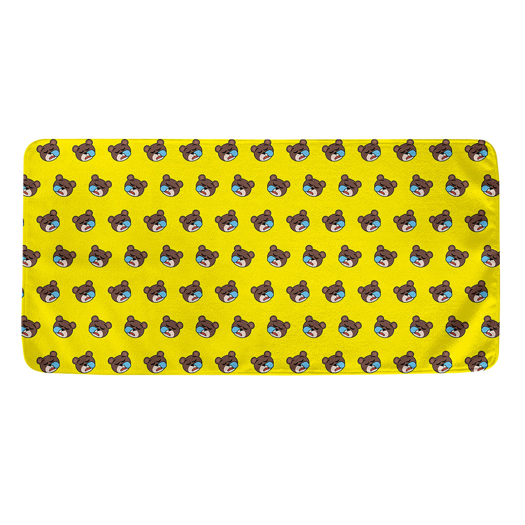 Sleeping Bear Emoji Pattern Print Towel