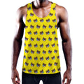 Sleeping Bear Emoji Pattern Print Men's Workout Tank Top