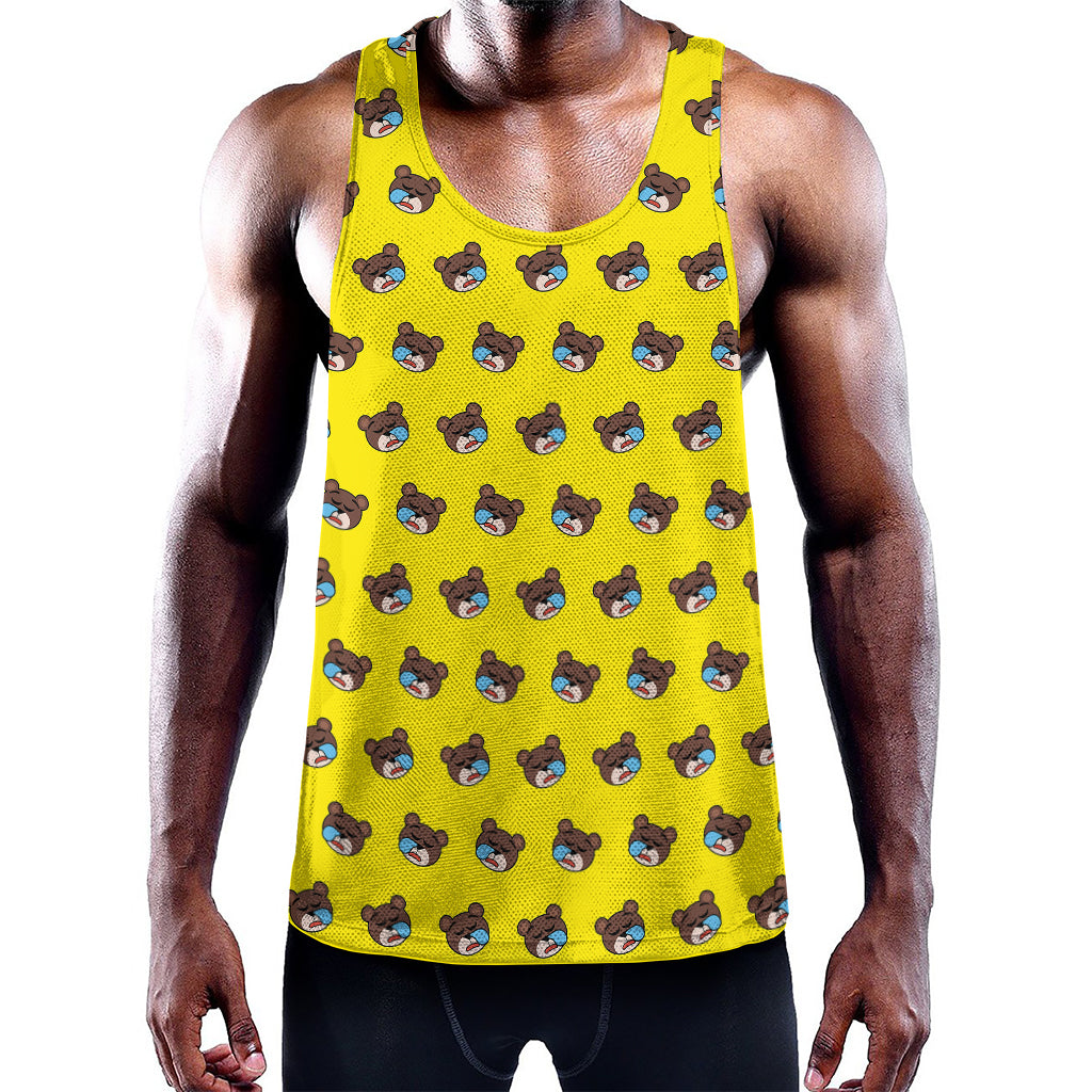 Sleeping Bear Emoji Pattern Print Training Tank Top