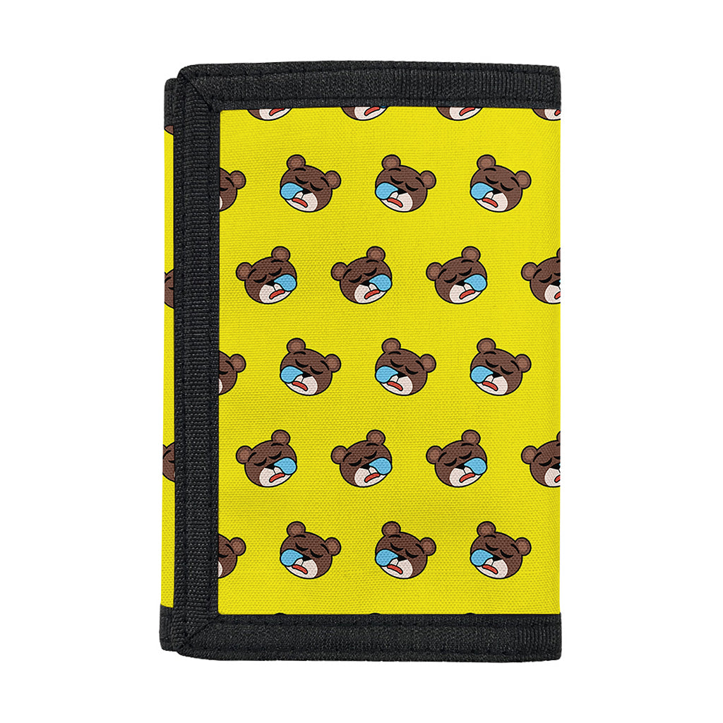 Sleeping Bear Emoji Pattern Print Trifold Wallet