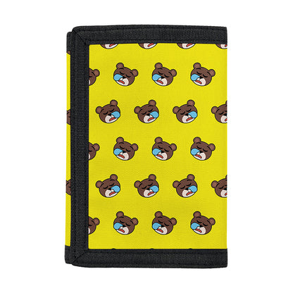 Sleeping Bear Emoji Pattern Print Trifold Wallet