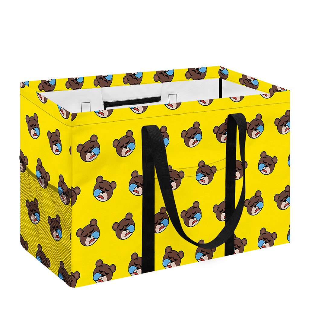 Sleeping Bear Emoji Pattern Print Utility Tote Bag