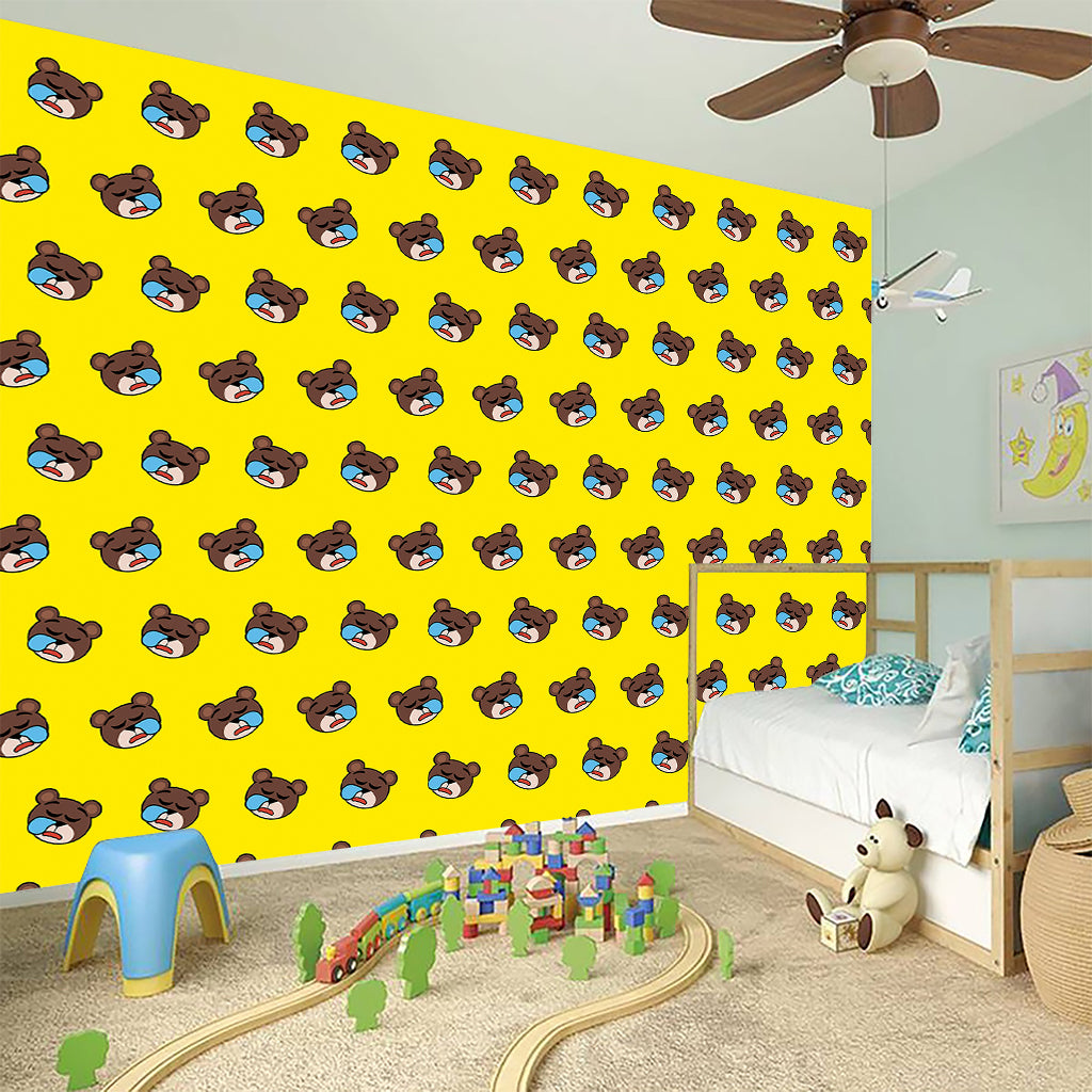 Sleeping Bear Emoji Pattern Print Wall Sticker