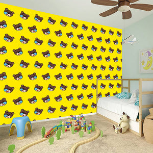 Sleeping Bear Emoji Pattern Print Wall Sticker