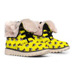 Sleeping Bear Emoji Pattern Print Winter Boots