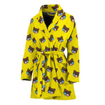 Sleeping Bear Emoji Pattern Print Women's Bathrobe