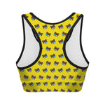 Sleeping Bear Emoji Pattern Print Women's Sports Bra