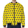 Sleeping Bear Emoji Pattern Print Zip Sleeve Bomber Jacket