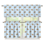 Sleeping Chihuahua Pattern Print 3 Piece Kitchen Curtains