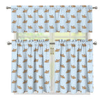 Sleeping Chihuahua Pattern Print 3 Piece Kitchen Curtains