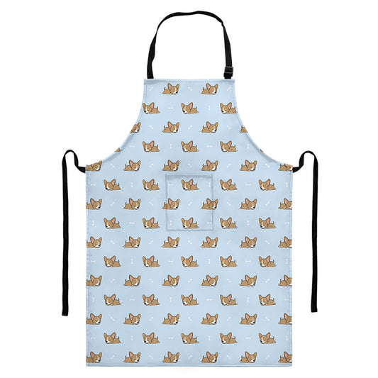 Sleeping Chihuahua Pattern Print Bib Apron With Pocket